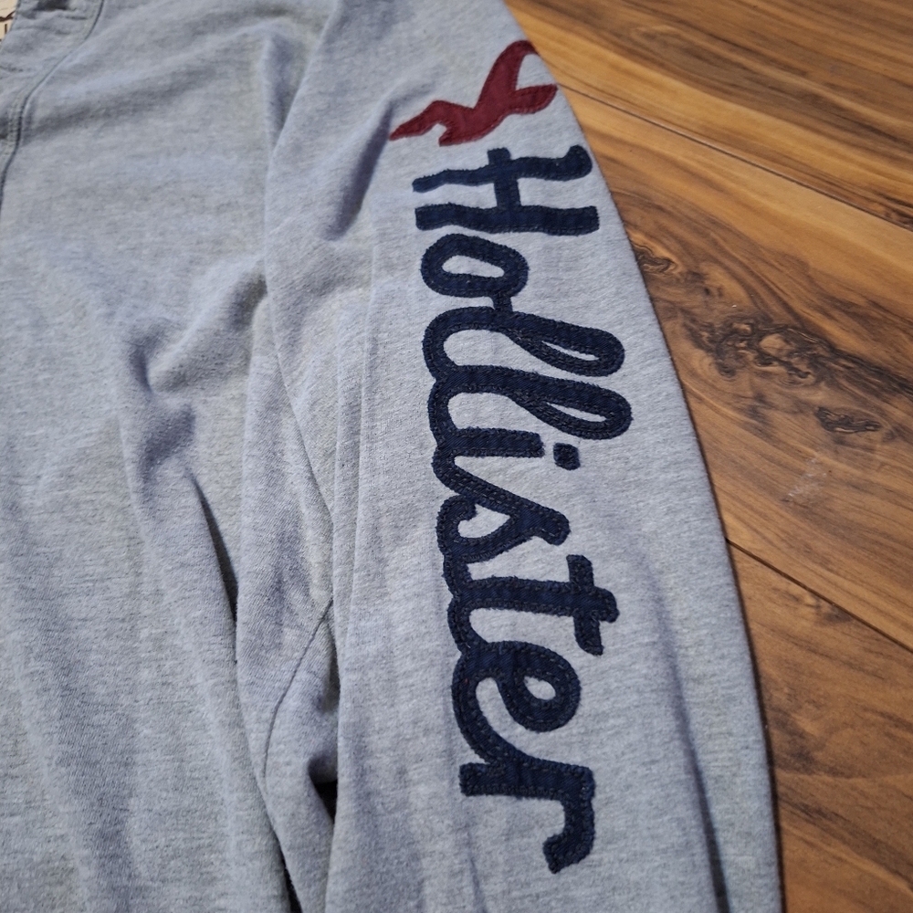 Hollister Mens XL Henley Top Y2K 00s Grunge Preppy Skater Logo 90s - Picture 8 of 8
